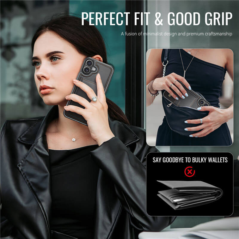 JEEHOOD iPhone 17 2-in-1 Magnetic Wallet Case