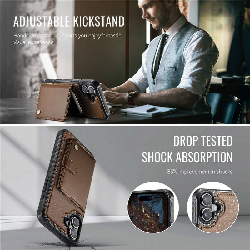 JEEHOOD iPhone 17 2-in-1 Magnetic Wallet Case