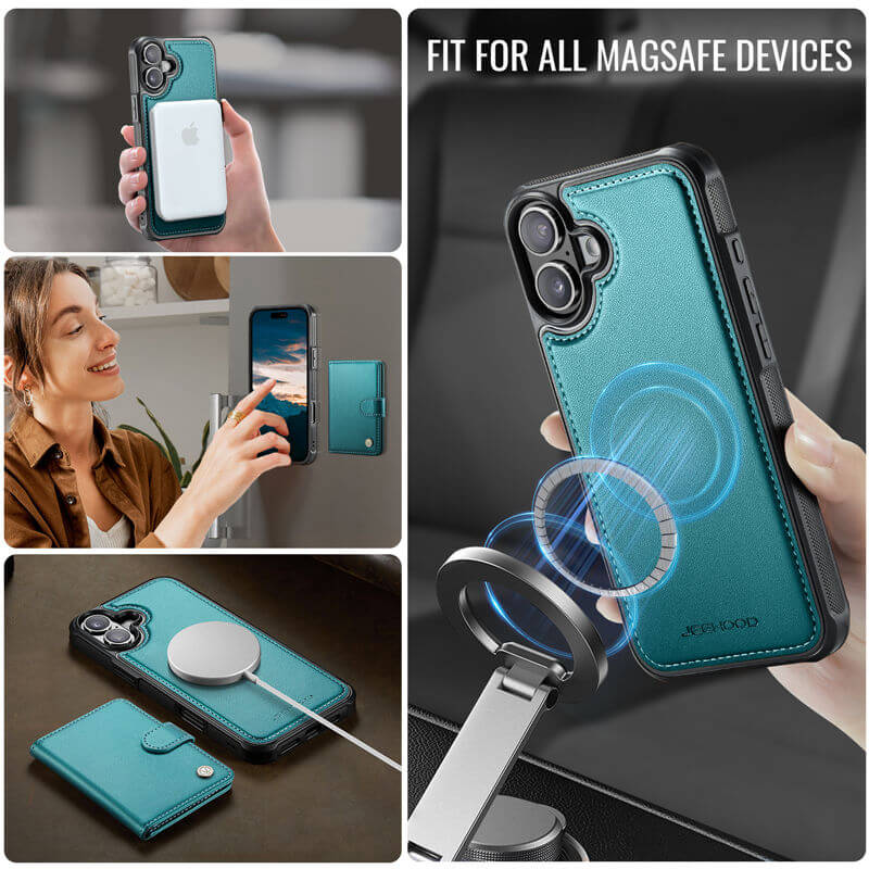 JEEHOOD iPhone 17 2-in-1 Magnetic Wallet Case