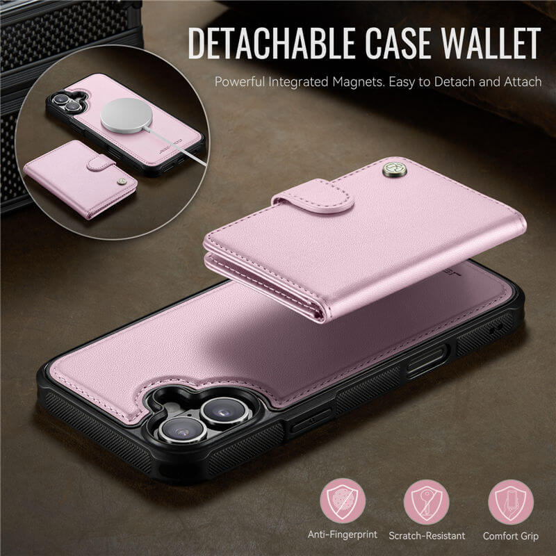 JEEHOOD iPhone 16 Plus 2-in-1 Magnetic Wallet Case