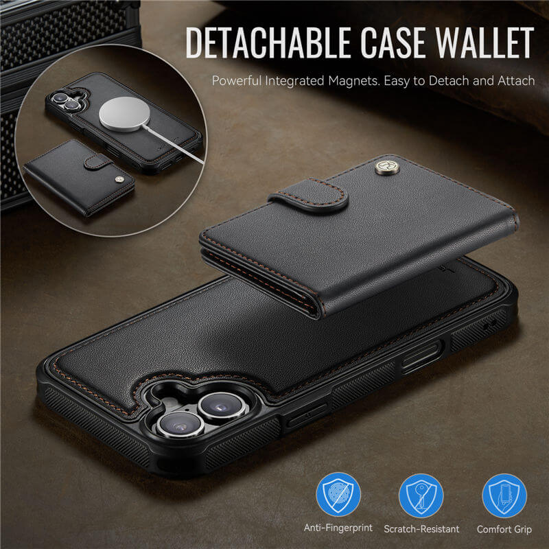 JEEHOOD iPhone 16 2-in-1 Magnetic Wallet Case