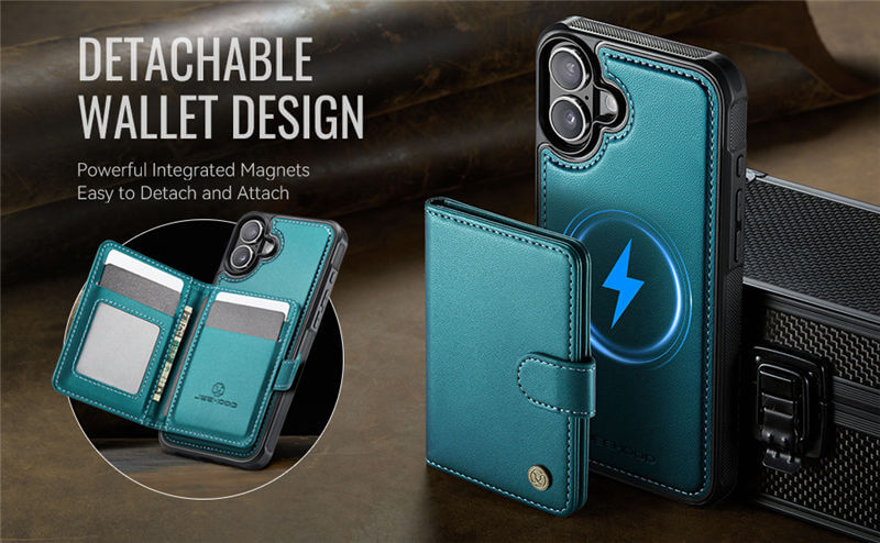 JEEHOOD iPhone 17 2-in-1 Magnetic Wallet Case