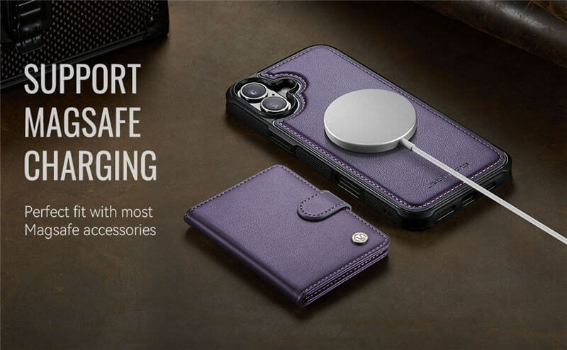 JEEHOOD iPhone 16 Plus 2-in-1 Magnetic Wallet Case