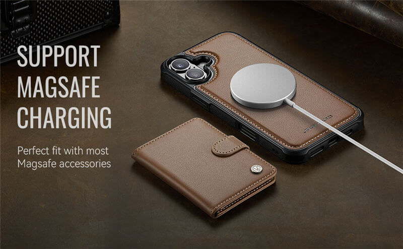 JEEHOOD iPhone 17 2-in-1 Magnetic Wallet Case