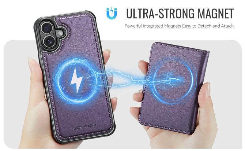JEEHOOD iPhone 17 2-in-1 Magnetic Wallet Case