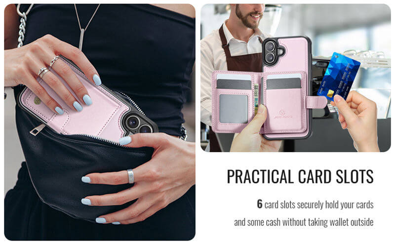 JEEHOOD iPhone 17 2-in-1 Magnetic Wallet Case