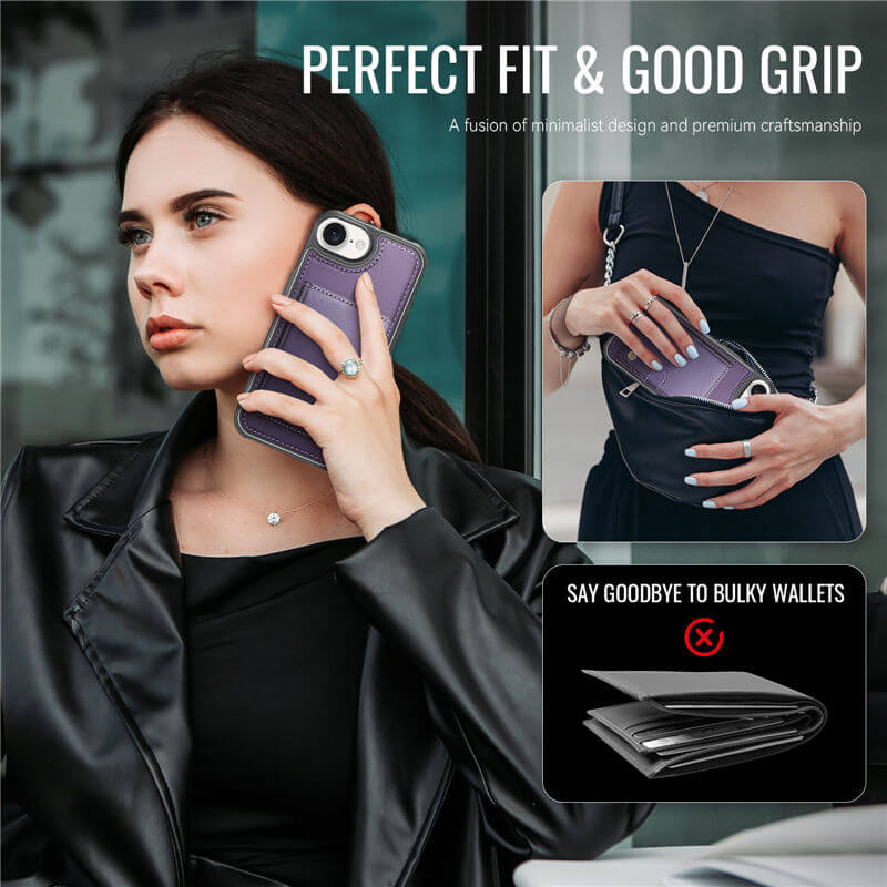 JEEHOOD iPhone 16e 2-in-1 Magnetic Wallet Case