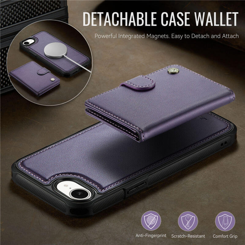 JEEHOOD iPhone 16e 2-in-1 Magnetic Wallet Case