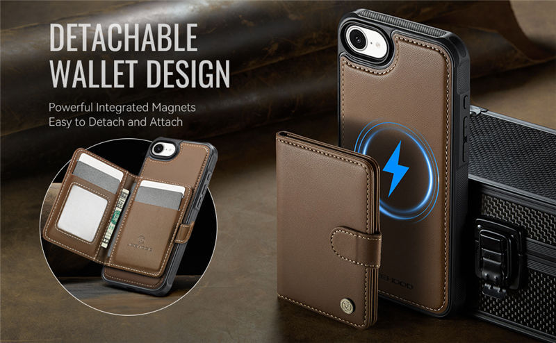JEEHOOD iPhone 16e 2-in-1 Magnetic Wallet Case