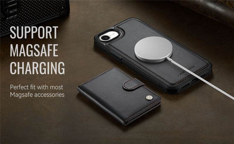 JEEHOOD iPhone 16e 2-in-1 Magnetic Wallet Case