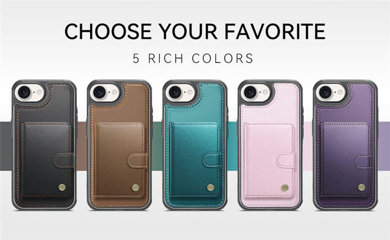 JEEHOOD iPhone 16e 2-in-1 Magnetic Wallet Case