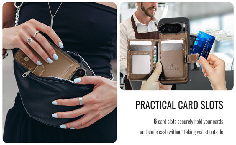 JEEHOOD Google Pixel 9 Pro XL 2-in-1 Magnetic Wallet Case