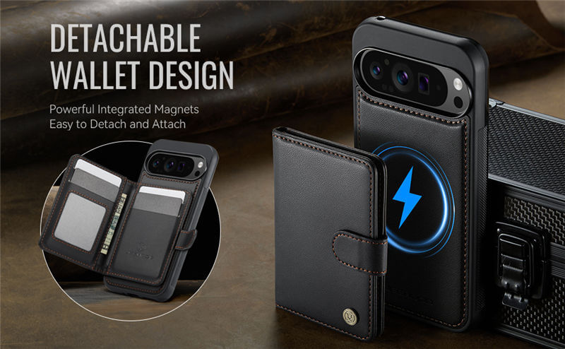 JEEHOOD Google Pixel 9 Pro XL 2-in-1 Magnetic Wallet Case