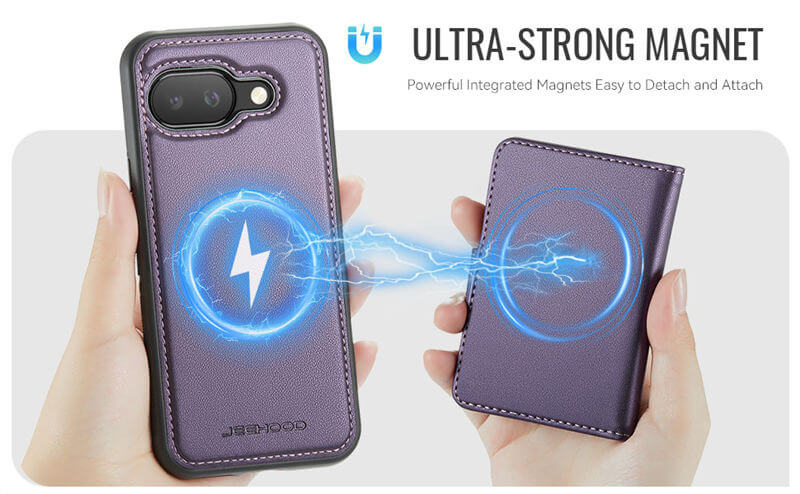 JEEHOOD Google Pixel 9A 2-in-1 Magnetic Wallet Case