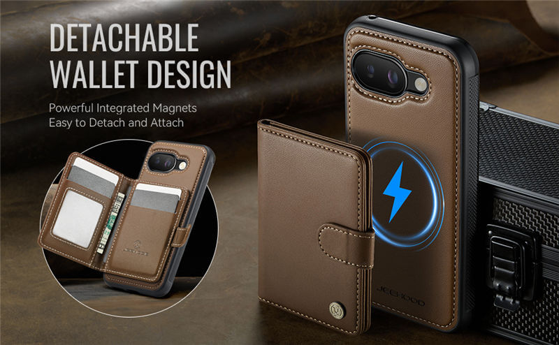 JEEHOOD Google Pixel 9A 2-in-1 Magnetic Wallet Case