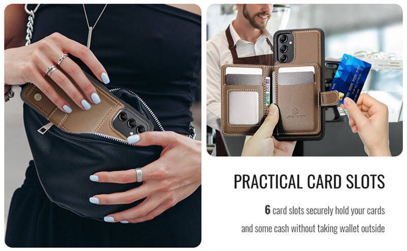 JEEHOOD Samsung Galaxy A14 2-in-1 Magnetic Wallet Case