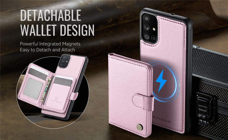 JEEHOOD Samsung Galaxy A51 4G 2-in-1 Magnetic Wallet Case