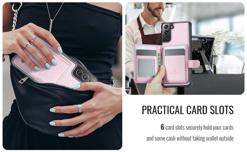 JEEHOOD Samsung Galaxy S21 2-in-1 Magnetic Wallet Case