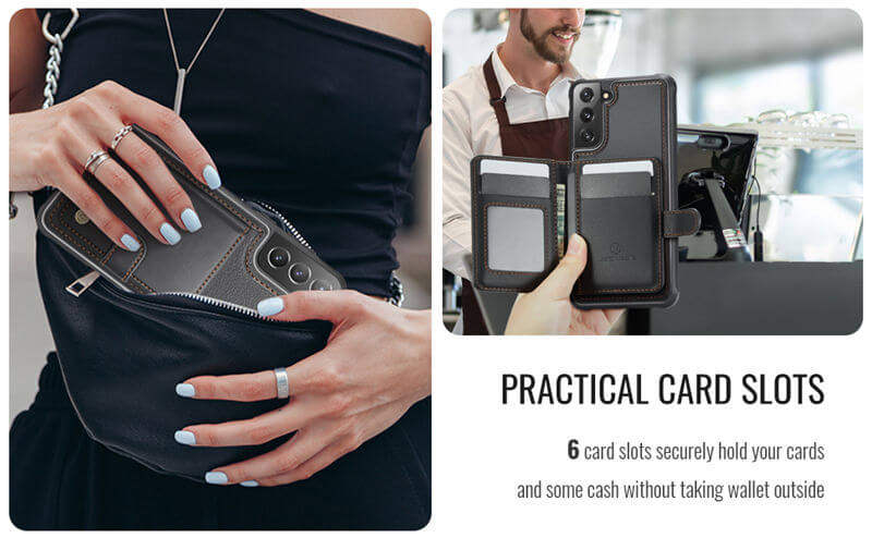 JEEHOOD Samsung Galaxy S21 Plus 2-in-1 Magnetic Wallet Case
