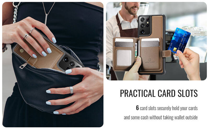 JEEHOOD Samsung Galaxy S21 Ultra 2-in-1 Magnetic Wallet Case