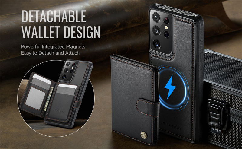 JEEHOOD Samsung Galaxy S21 Ultra 2-in-1 Magnetic Wallet Case