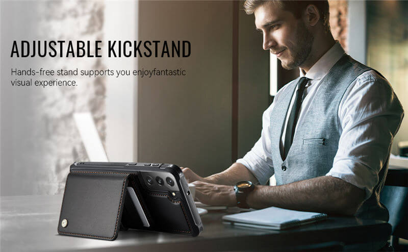 JEEHOOD Samsung Galaxy S22 2-in-1 Magnetic Wallet Case