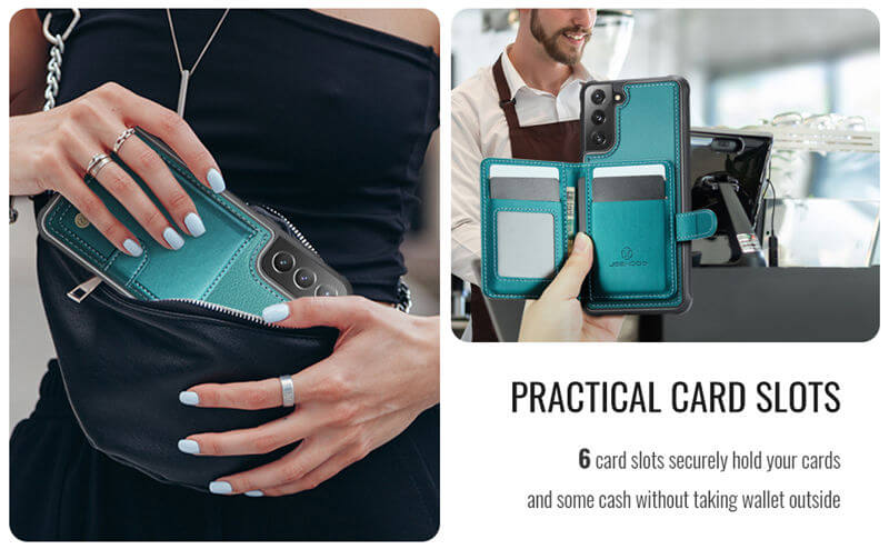 JEEHOOD Samsung Galaxy S22 Plus 2-in-1 Magnetic Wallet Case