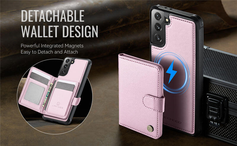 JEEHOOD Samsung Galaxy S22 2-in-1 Magnetic Wallet Case