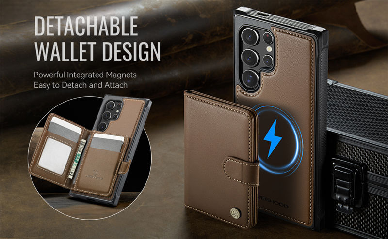 JEEHOOD Samsung Galaxy S22 Ultra 2-in-1 Magnetic Wallet Case