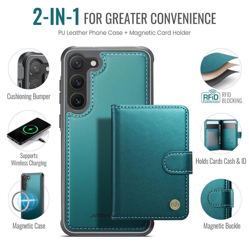 JEEHOOD Samsung Galaxy S23 FE 2-in-1 Magnetic Wallet Case