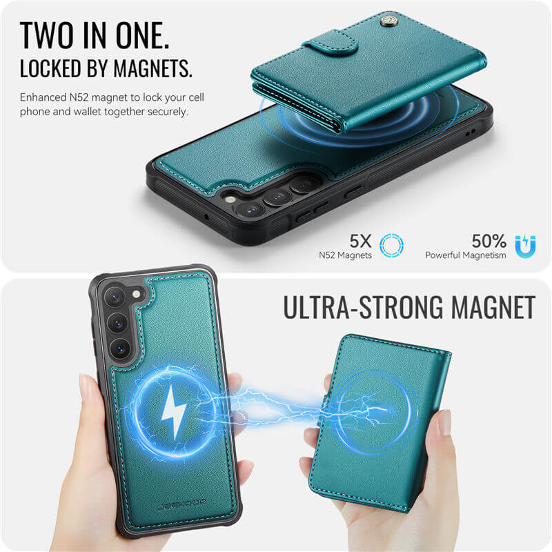JEEHOOD Samsung Galaxy S23 Plus 2-in-1 Magnetic Wallet Case
