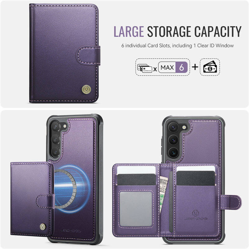 JEEHOOD Samsung Galaxy S23 FE 2-in-1 Magnetic Wallet Case