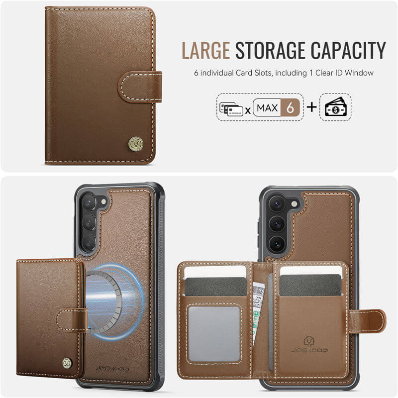 JEEHOOD Samsung Galaxy S23 2-in-1 Magnetic Wallet Case