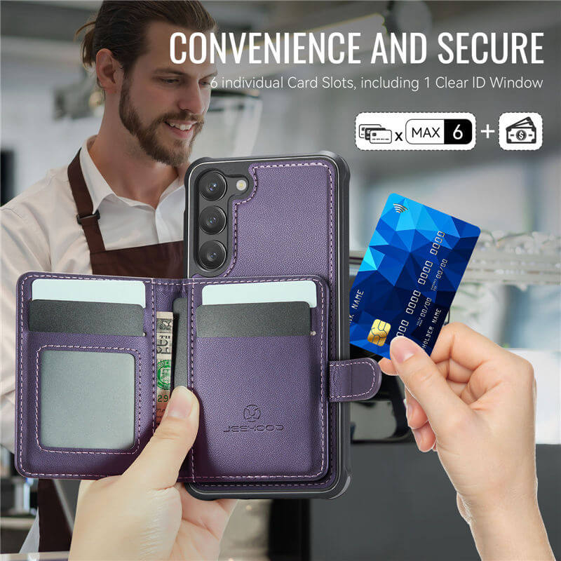 JEEHOOD Samsung Galaxy S23 Plus 2-in-1 Magnetic Wallet Case
