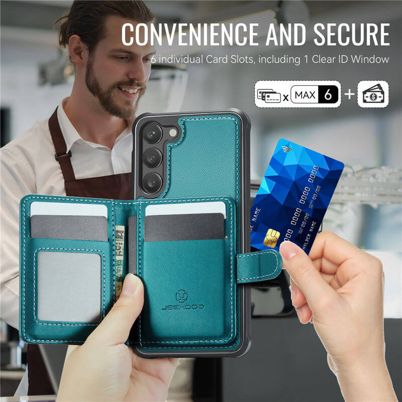 JEEHOOD Samsung Galaxy S23 2-in-1 Magnetic Wallet Case