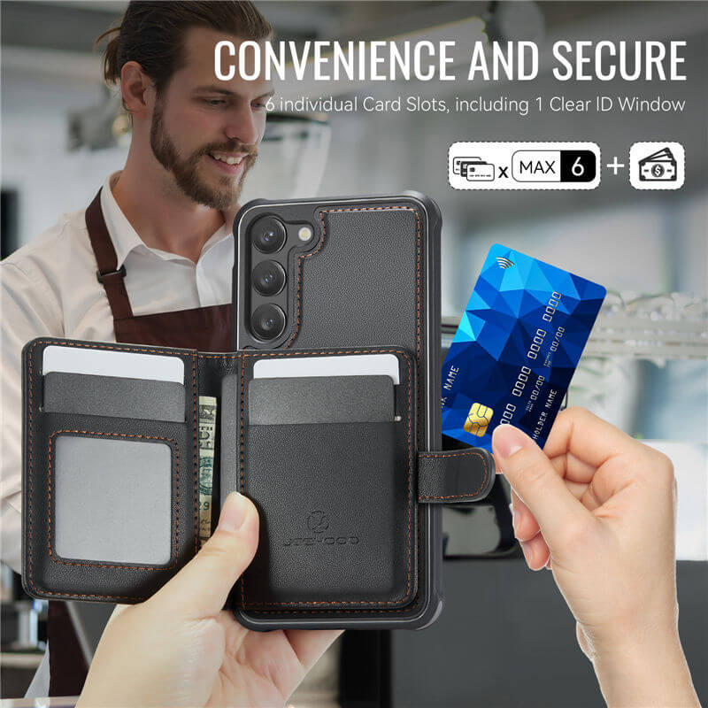 JEEHOOD Samsung Galaxy S23 FE 2-in-1 Magnetic Wallet Case