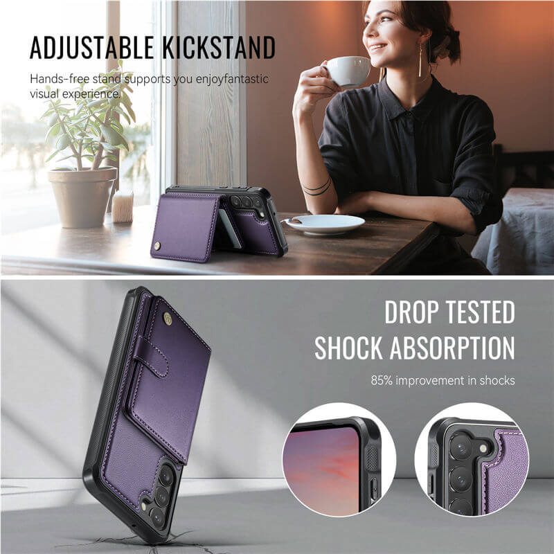 JEEHOOD Samsung Galaxy S23 2-in-1 Magnetic Wallet Case