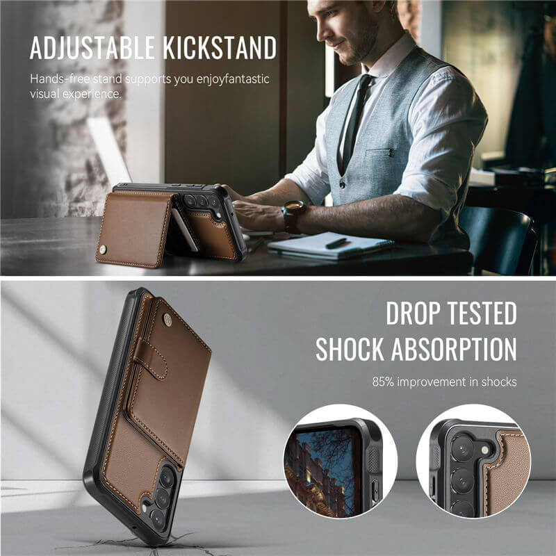 JEEHOOD Samsung Galaxy S23 Plus 2-in-1 Magnetic Wallet Case