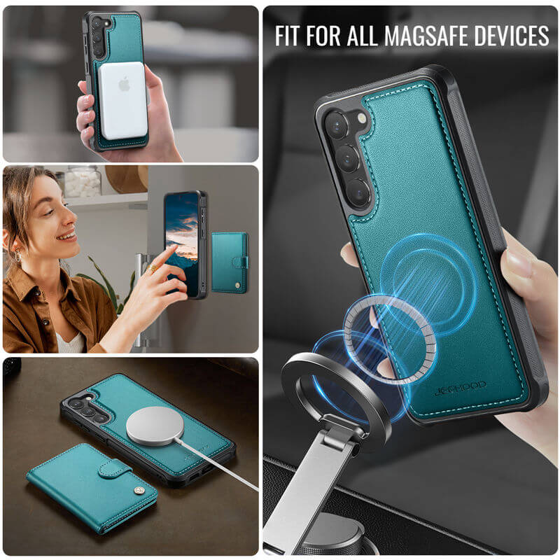 JEEHOOD Samsung Galaxy S23 Plus 2-in-1 Magnetic Wallet Case