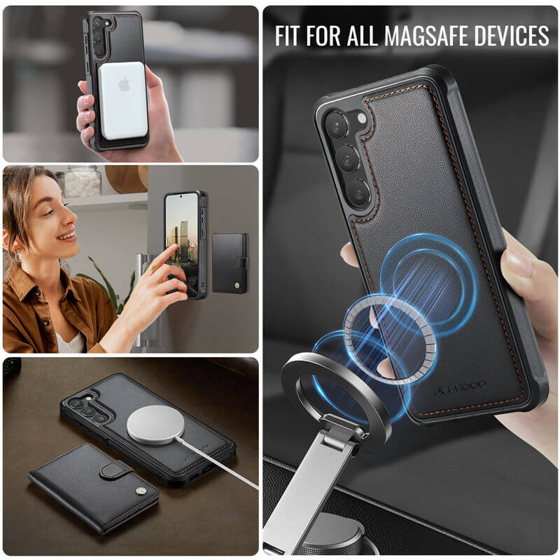 JEEHOOD Samsung Galaxy S23 2-in-1 Magnetic Wallet Case