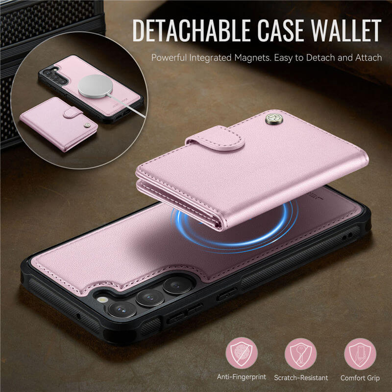 JEEHOOD Samsung Galaxy S23 2-in-1 Magnetic Wallet Case