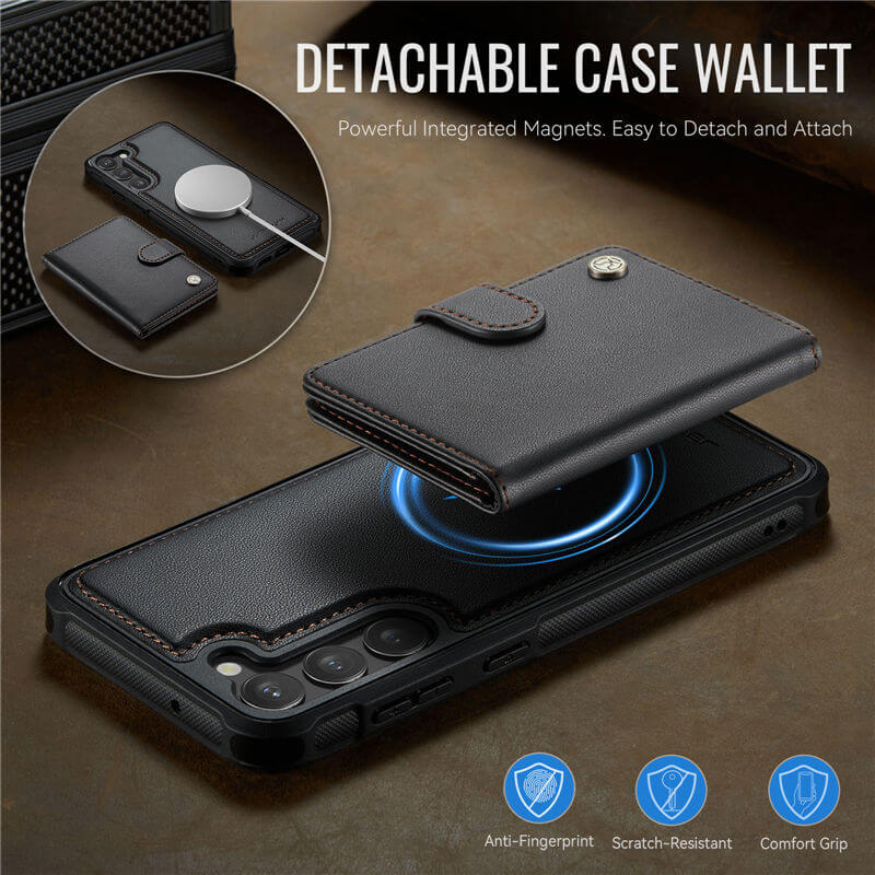 JEEHOOD Samsung Galaxy S23 Plus 2-in-1 Magnetic Wallet Case