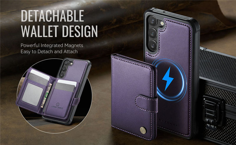 JEEHOOD Samsung Galaxy S23 2-in-1 Magnetic Wallet Case