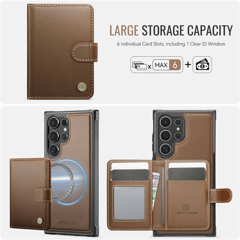 JEEHOOD Samsung Galaxy S24 Ultra 2-in-1 Magnetic Wallet Case