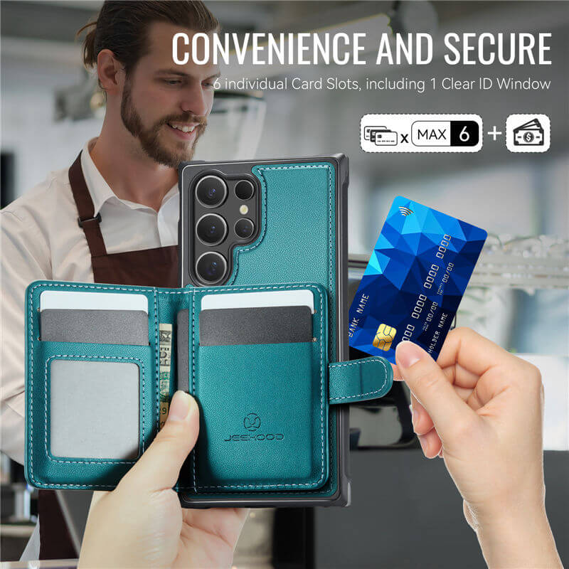 JEEHOOD Samsung Galaxy S24 Ultra 2-in-1 Magnetic Wallet Case