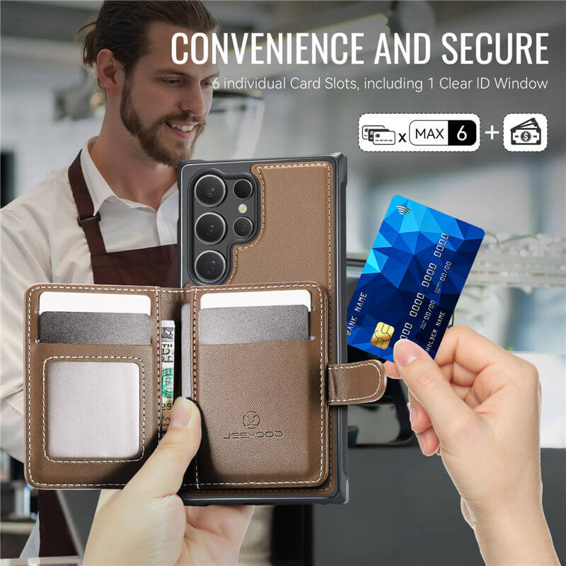 JEEHOOD Samsung Galaxy S25 Ultra 2-in-1 Magnetic Wallet Case