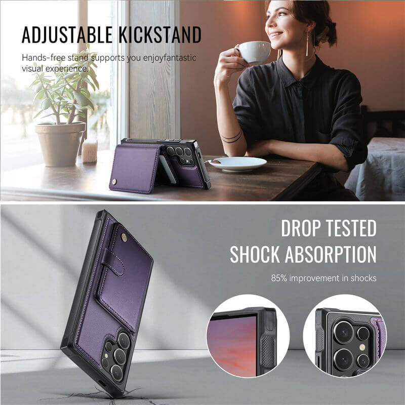 JEEHOOD Samsung Galaxy S24 Ultra 2-in-1 Magnetic Wallet Case