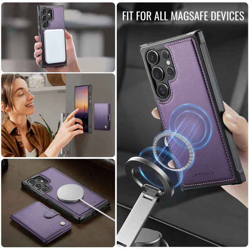 JEEHOOD Samsung Galaxy S25 Ultra 2-in-1 Magnetic Wallet Case