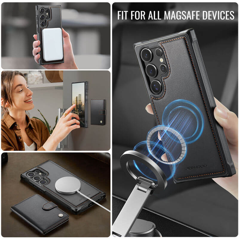JEEHOOD Samsung Galaxy S24 Ultra 2-in-1 Magnetic Wallet Case