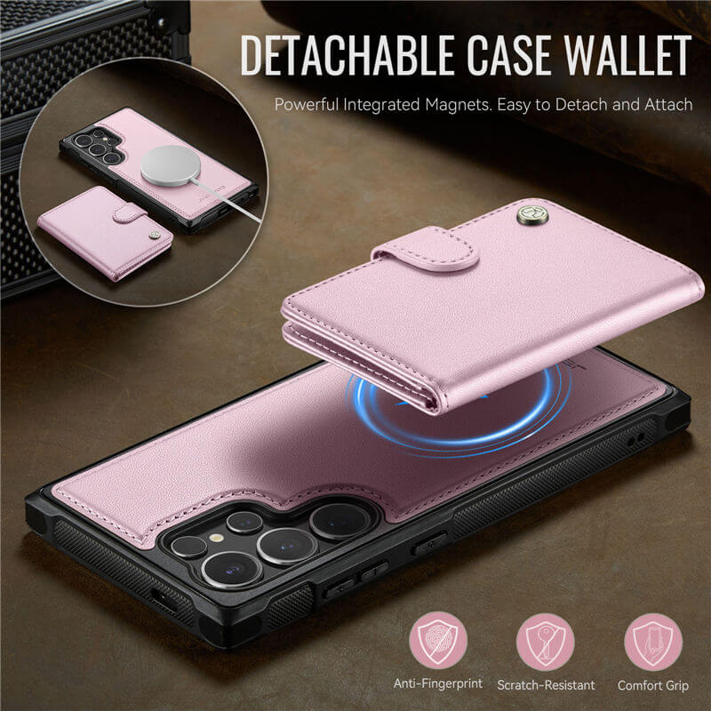 JEEHOOD Samsung Galaxy S24 Ultra 2-in-1 Magnetic Wallet Case
